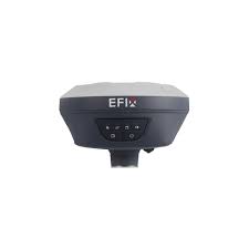 Récepteur GNSS RTK EFIx professionnel gris foncé et clair, avec logo EFIx et interface à quatre boutons pour la topographie.